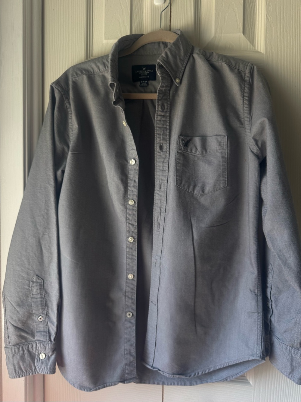 American Eagle Outfitters Men's Button-Down Shirt - Gray